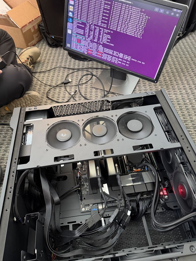 NVIDIA GPU hardware being configured in a research workstation