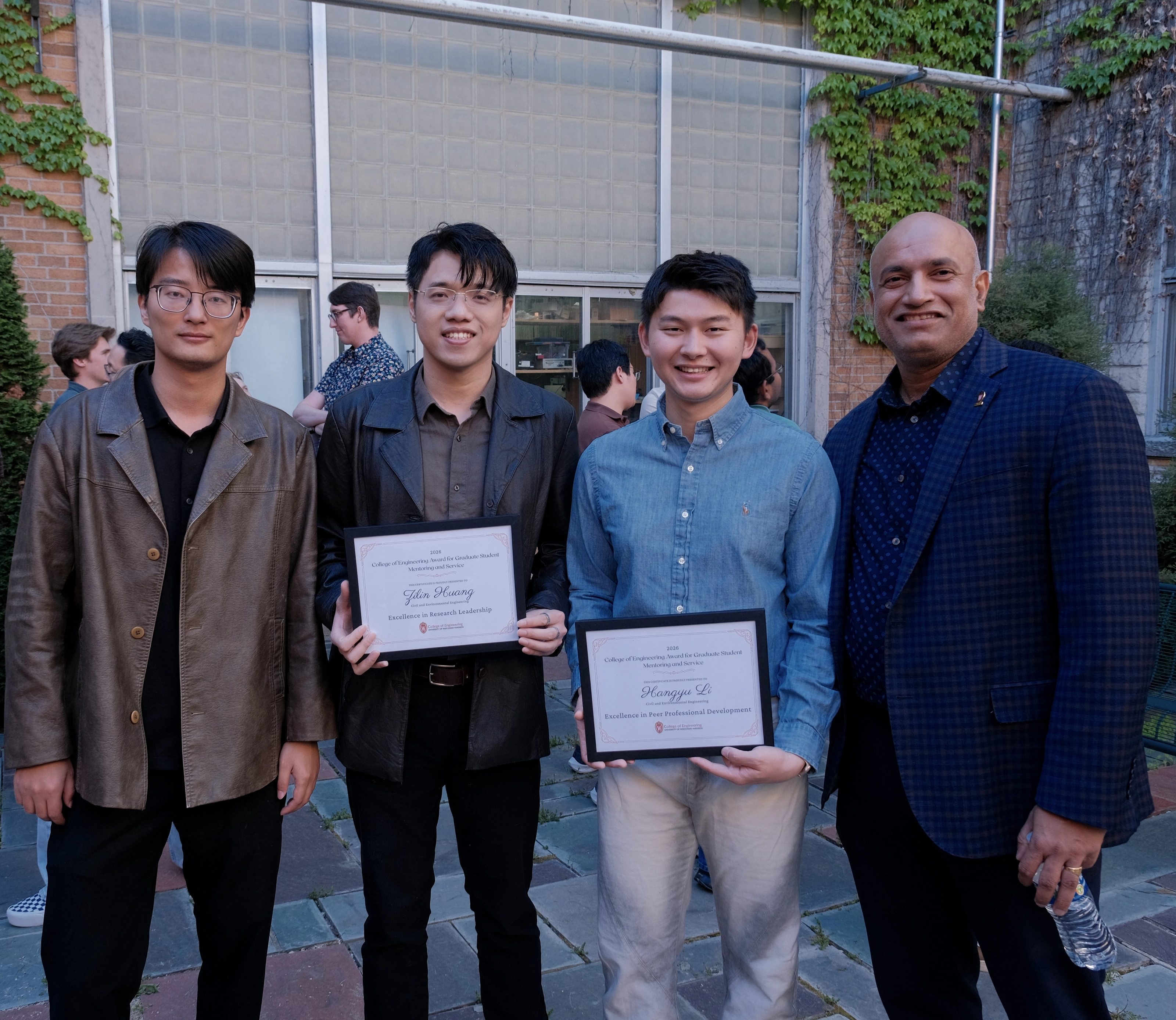 Zilin Huang with College of Engineering leaders and fellow award recipients