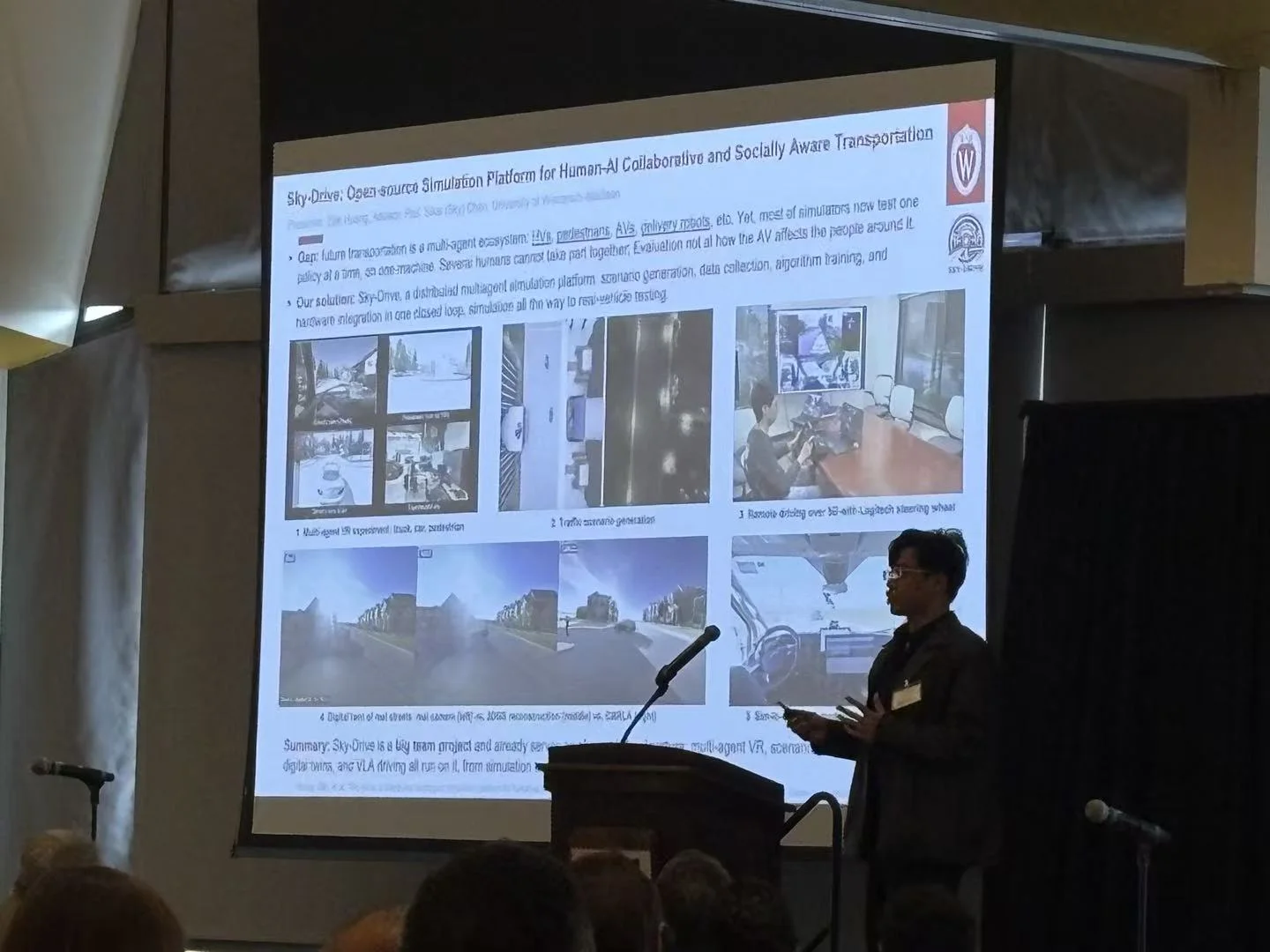 Close-up of Zilin Huang introducing the Sky-Drive simulation platform