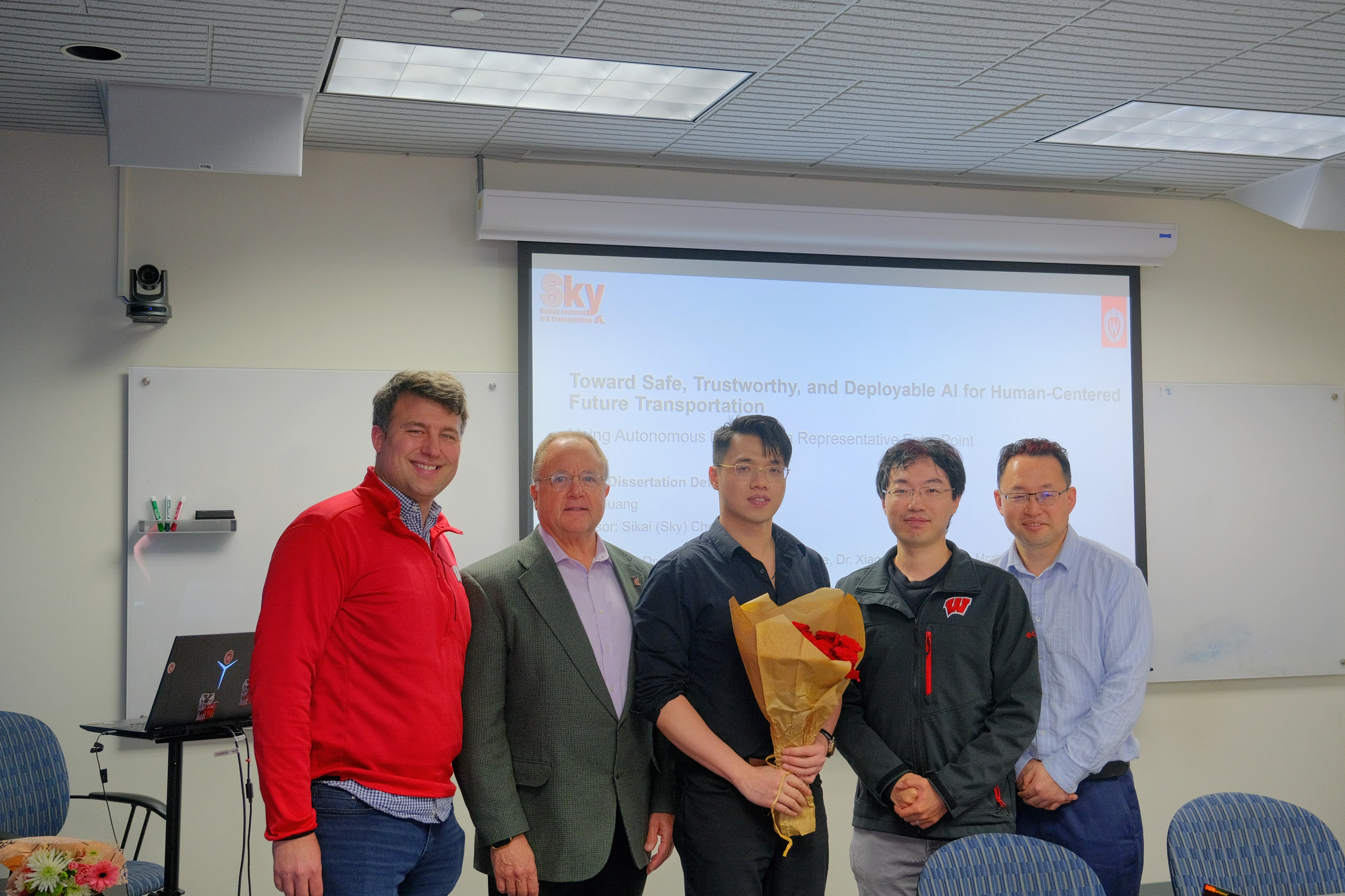 Zilin Huang with his Ph.D. dissertation committee after a successful defense