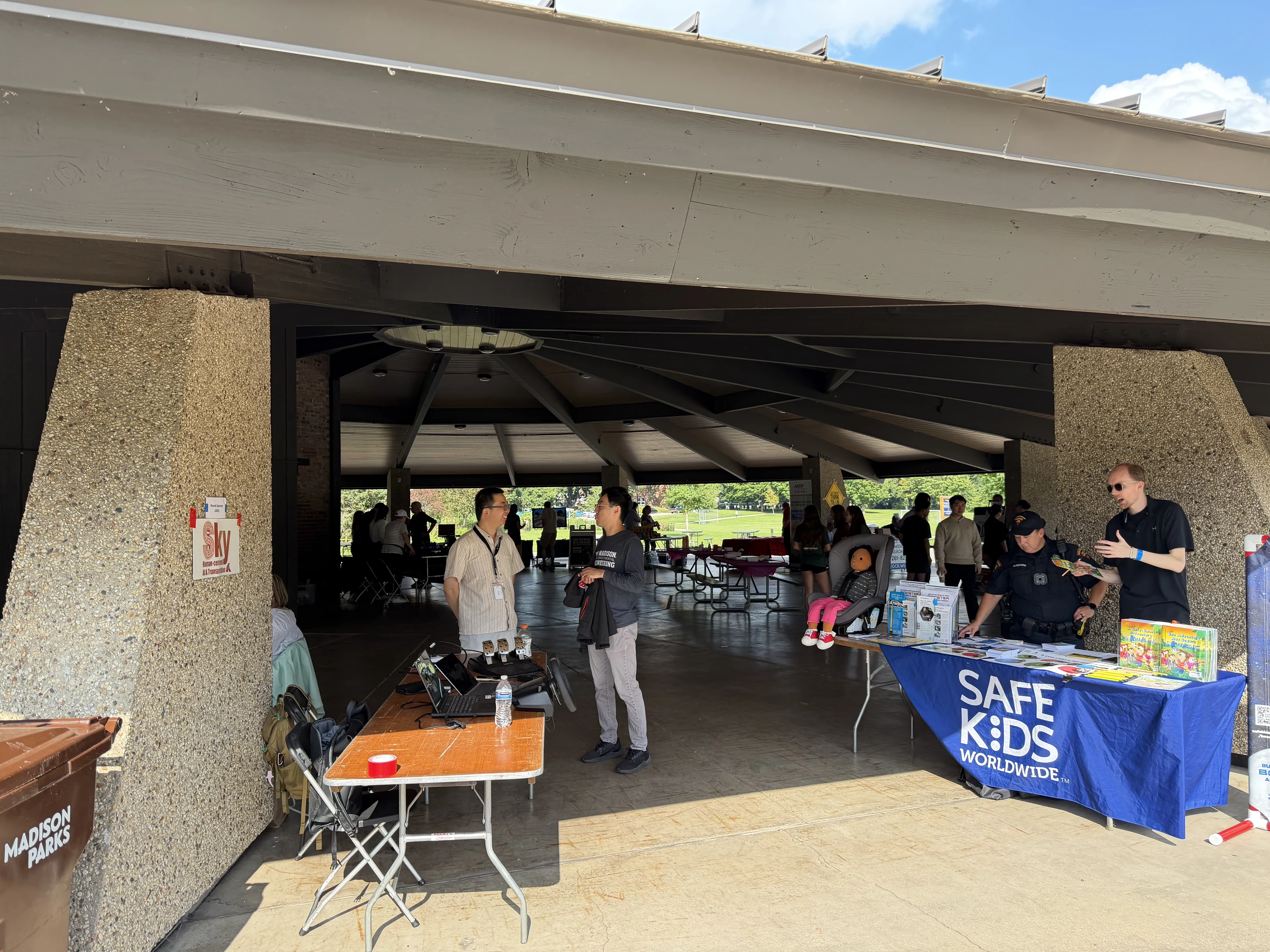 Transportation safety exhibits inside the Safer Together pavilion